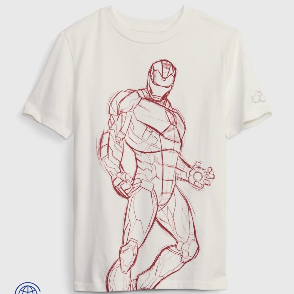 NEW GapKids “IronMan” Disney 100 Edition Marvel Superhero Graphic T-Shirt Small